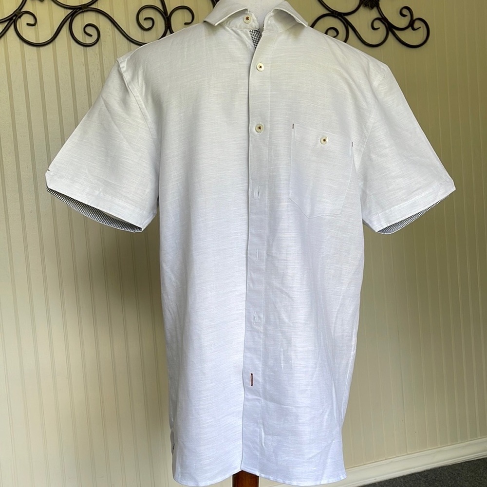 Ted Baker Grey Short Sleeve Button Down w/ Front Pocket Shirt size 3